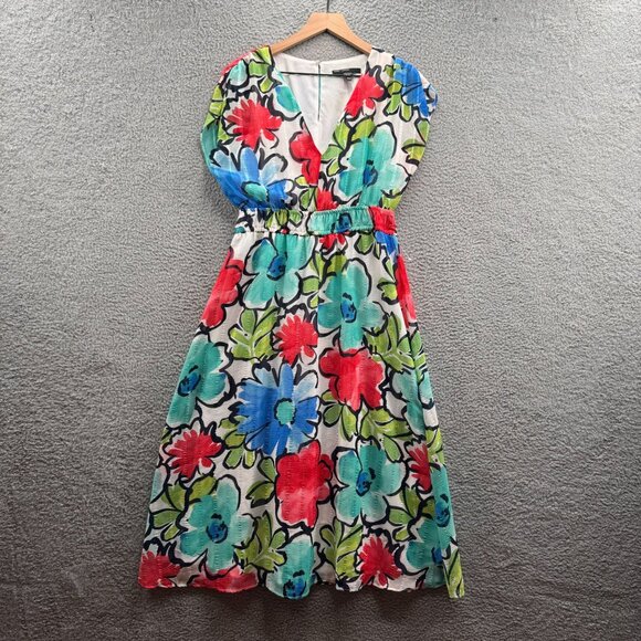 Maggy London Floral Midi Dress Multi 6 - Picture 1 of 3